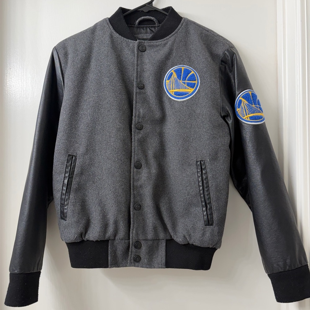 NBA Warrior Gray and Black letterman Jacket